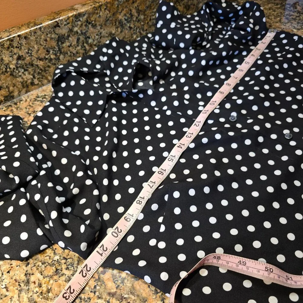 Ann Taylor Black and White Polka Dot Blouse, GUC size Large - Picture 6 of 9
